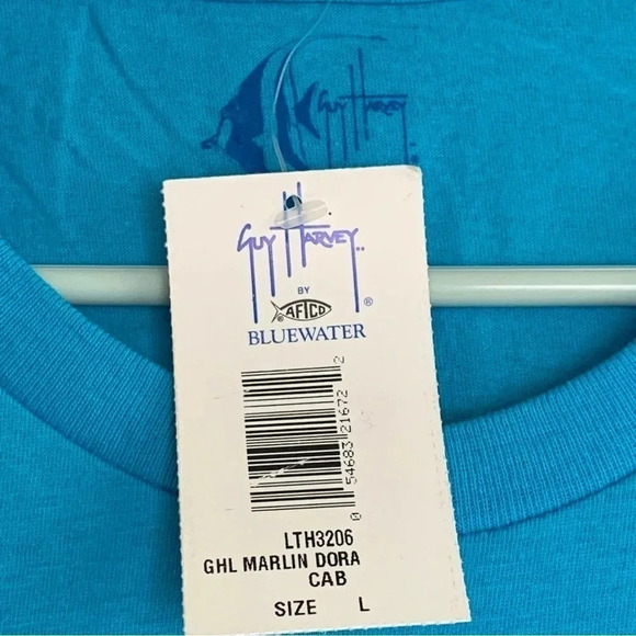 Guy Harvey Women`s Blue Marlins Fish Graphic Short Sleeve T-Shirt Large Double - Picture 6 of 7